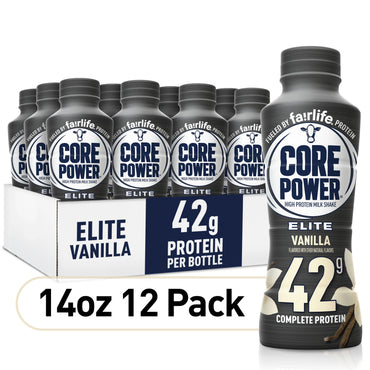 Product - Core Power Elite High Protein Shake with 42g Protein by fairlife, Vanilla, 14 fl oz, 12 count