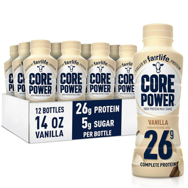 Product - Core Power High Protein Shake, Vanilla, 26g Protein, 14 fl oz Bottles, 12 Pack, Made with Fairlife Ultra-Filtered Milk