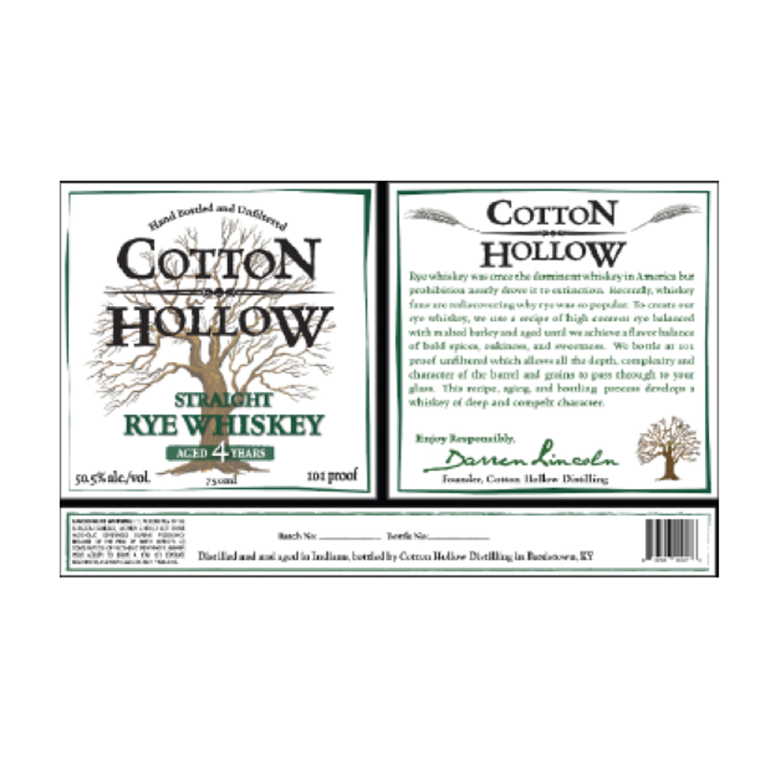 Cotton Hollow 4 Year Old Straight Rye Whiskey