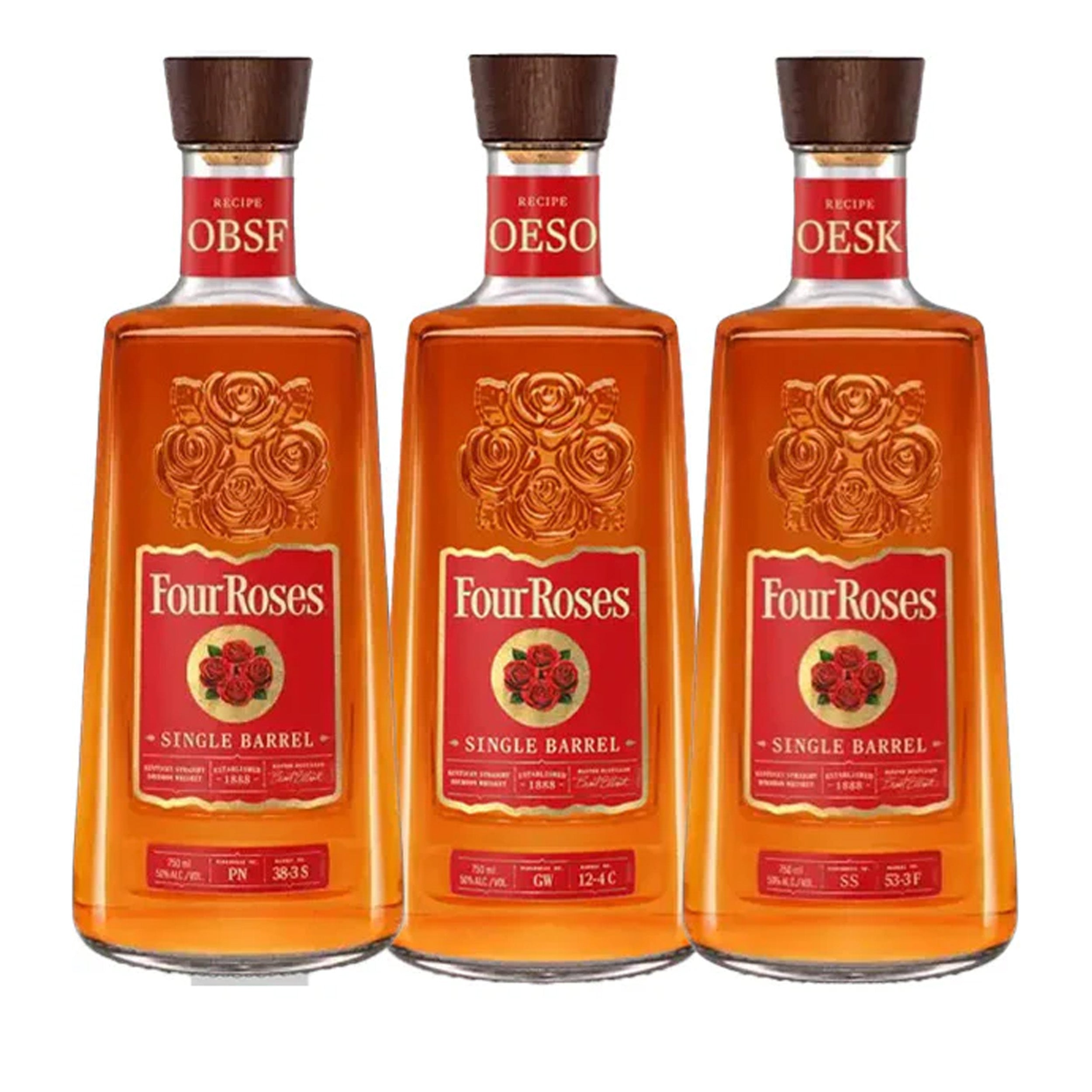 Four Roses Single Barrel Recipe OBSF, OESK, & OESO Bourbon Whiskey Collection