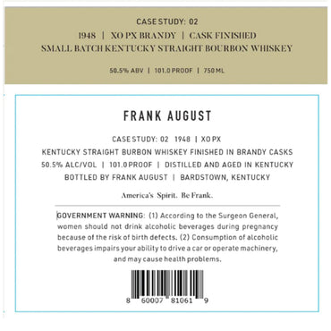 Product - Frank August Bourbon Case Study: 02 XO PX Brandy