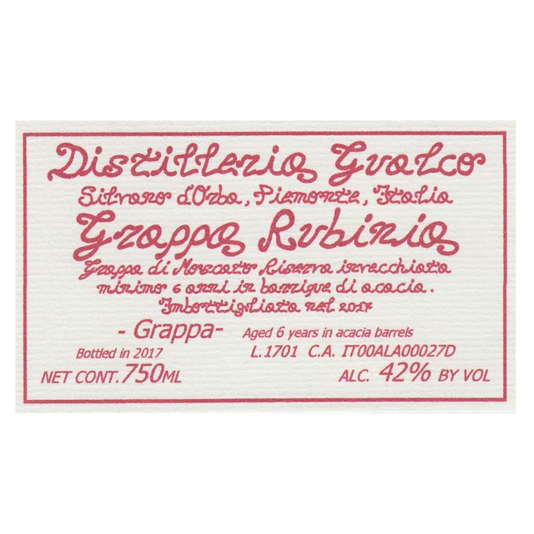 Distilleria Gualco 6 Year Old Rubinia Grappa