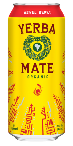 Product - Guayakí Organic Yerba Mate Revel Berry, 15.5 fl oz Can, Sparkling Herbal Tea with Caffeine, Plant-Based Energy Drink