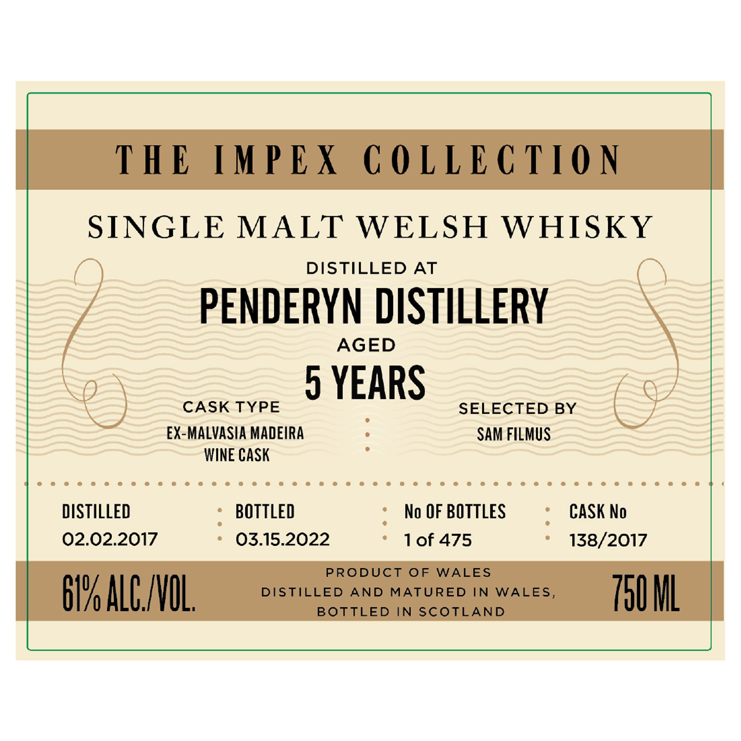 The Impex Collection 5 Year Old Ex-Malvasia Madeira Wine Cask No 138 Penderyn Distillery Single Malt Welsh Whiskey