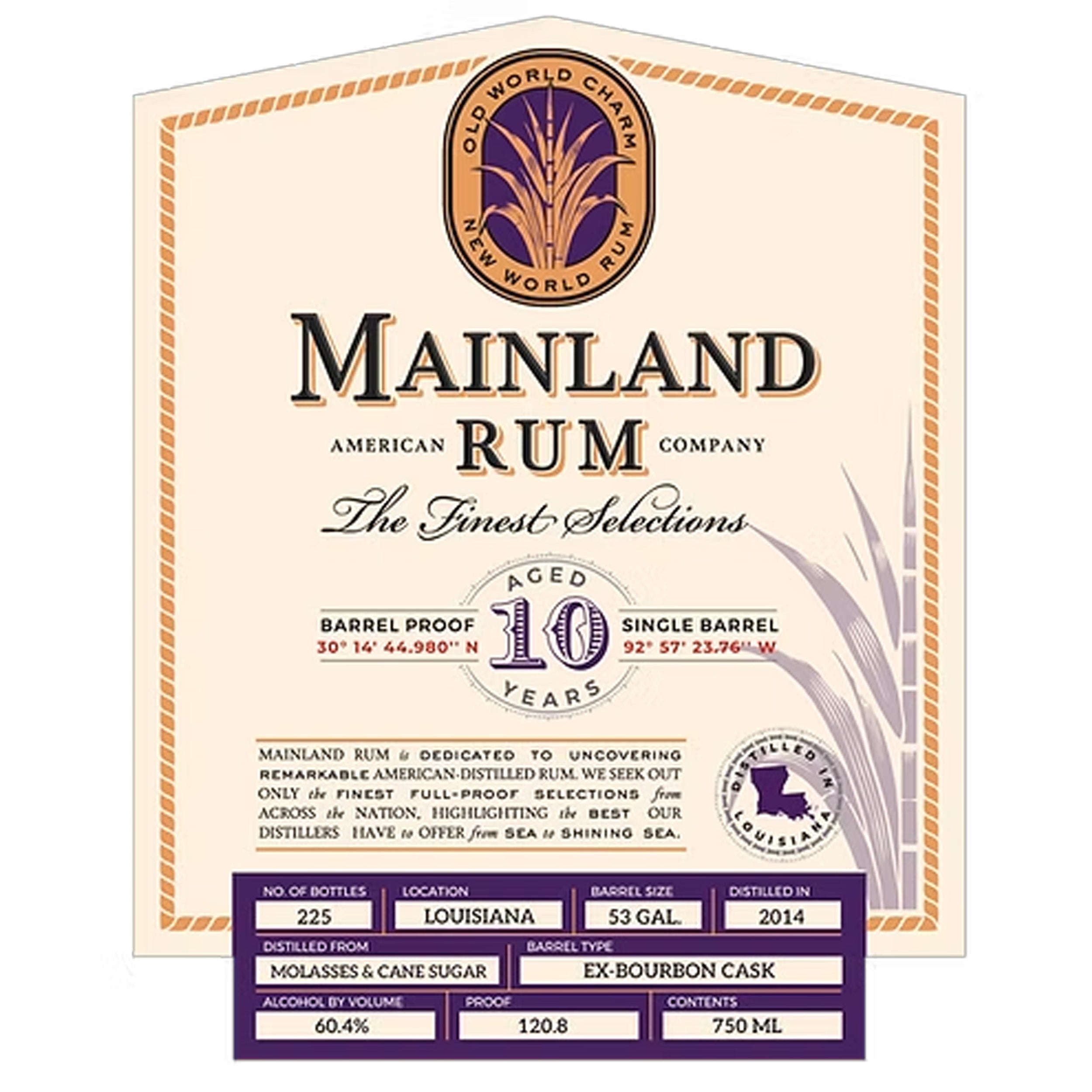 Mainland Rum 10 Year Louisiana Rum