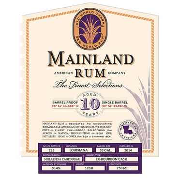 Product - Mainland Rum 10 Year Louisiana Rum