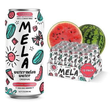 Product - Mela Water Watermelon Juice Drink, Electrolytes Antioxidants, Refreshing Hydration, Coconut Water Alternative, Vitamin C,16.9 fl oz (Pack of 12)