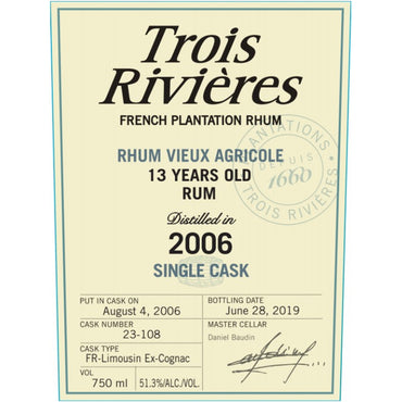 Trois Rivieres 13 Year Old Single Cask Rhum Vieux Agricole