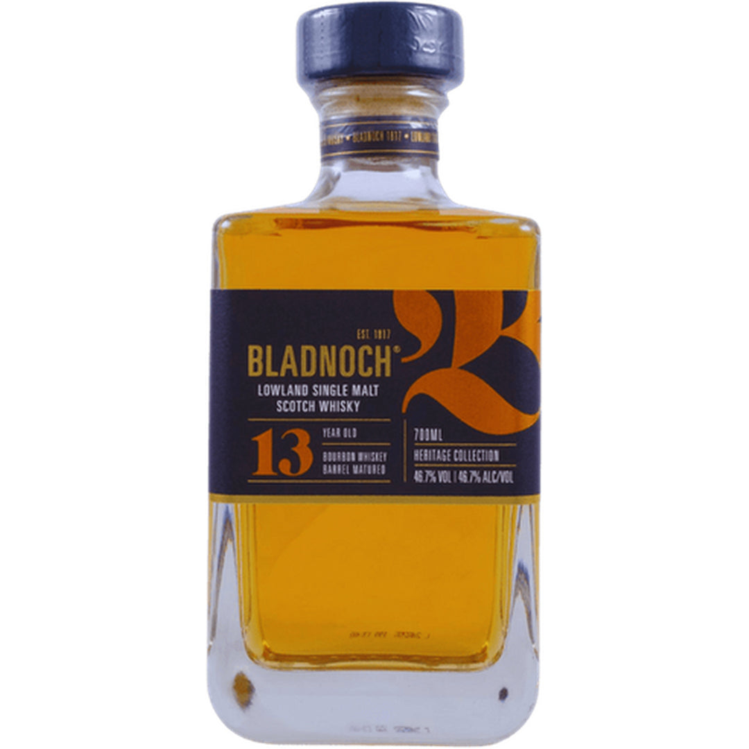 Bladnoch 13 Year Old Single Malt Scotch full-height bottle on white background