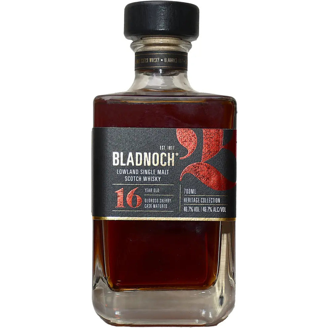 Bladnoch 16 Year Old Single Malt Scotch full-height bottle on white background