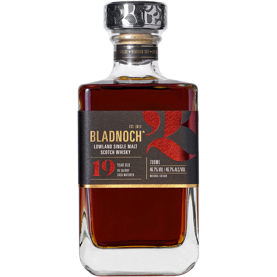Bladnoch 19 Year Old Single Malt Scotch full-height bottle on white background
