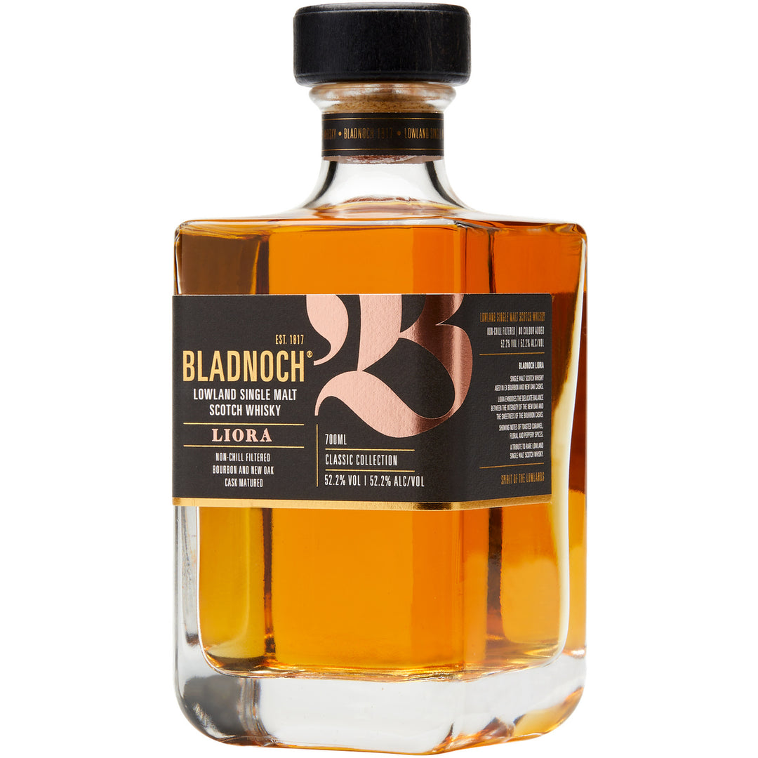 Bladnoch Liora Single Malt Scotch full-height bottle on white background