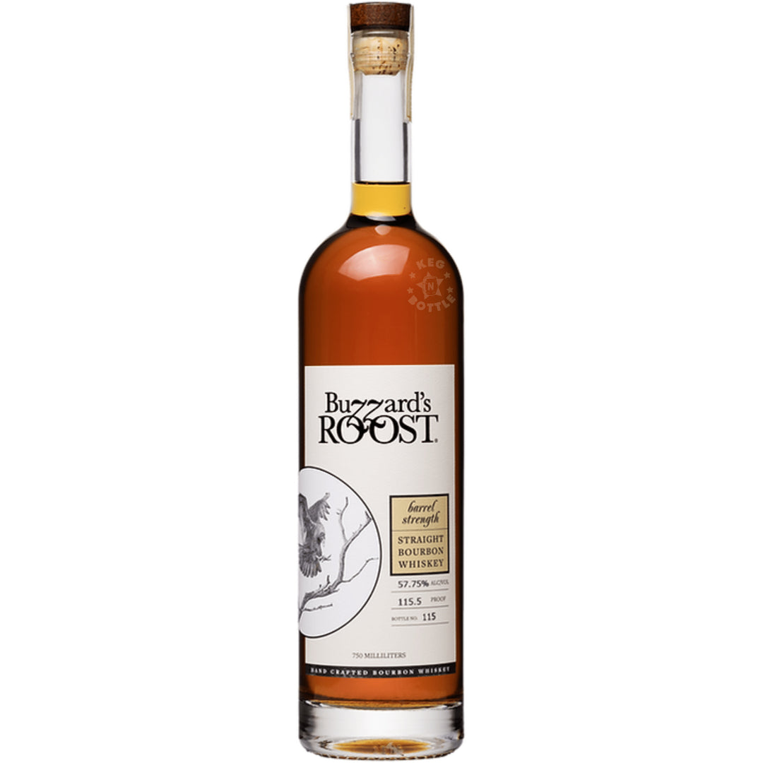 Buzzard’s Roost Barrel Strength Bourbon Whiskey full-height bottle on white background
