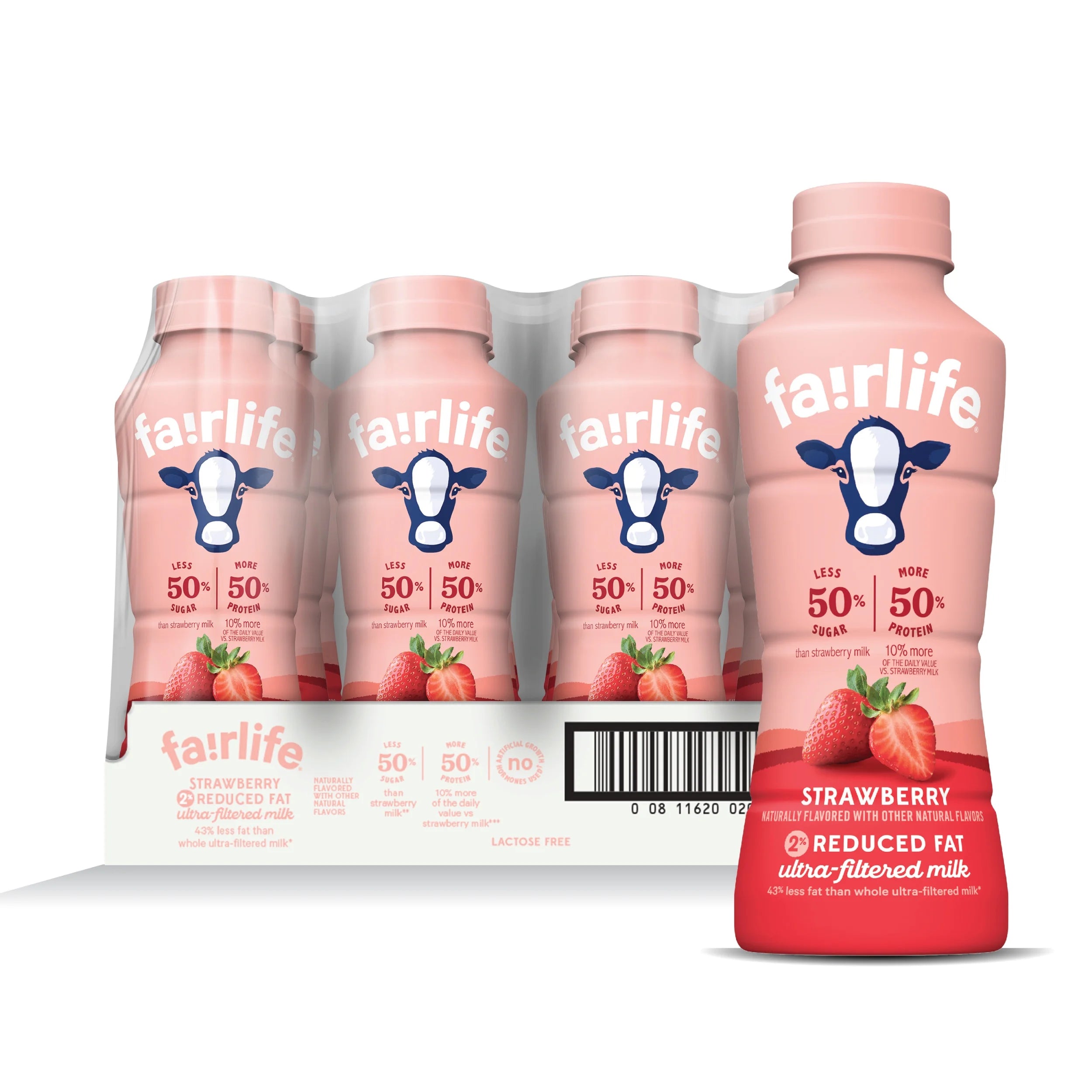 fairlife® Strawberry 2% Reduced Fat Ultra-filtered Milk, 14 fl oz, 12 Pack