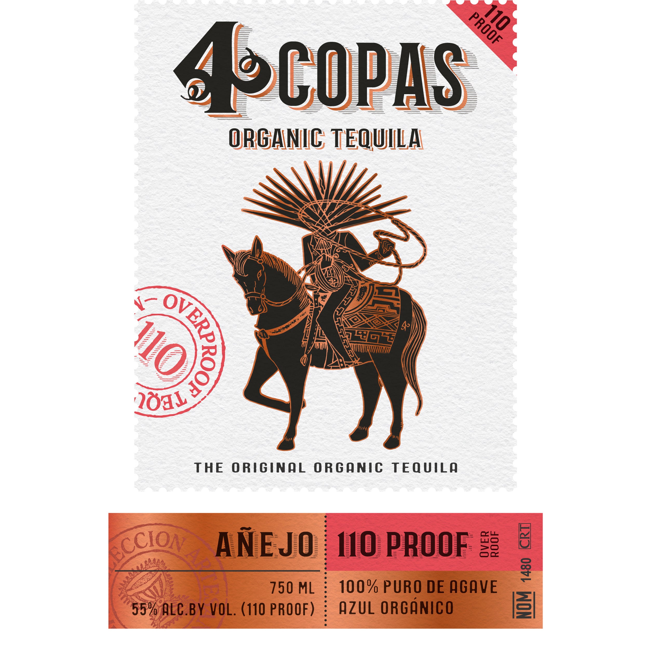 4 Copas 110 Proof Anejo Tequila