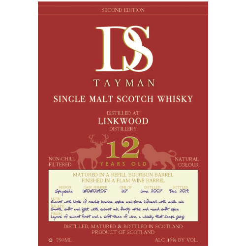 DS Tayman Single Malt Scotch Whisky Linkwood 12YR