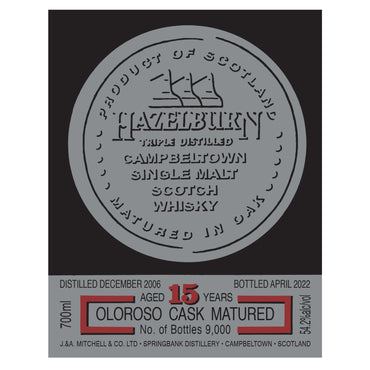 Hazelburn 15 Year Oloroso Cask Scotch Whisky